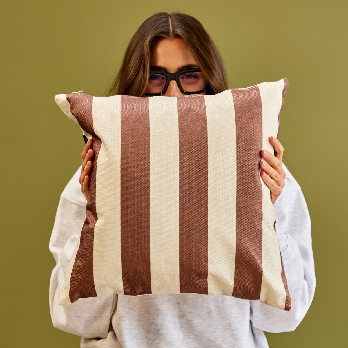 Lot de 4 coussins d'intérieur et d'extérieur Oeko-Tex® - KYOTO brun, ICON