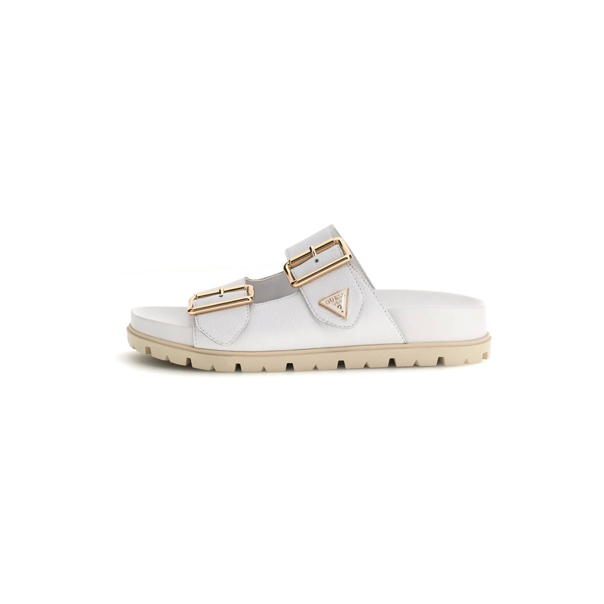 Sandales Fasten Cuir Véritable blanc, GUESS