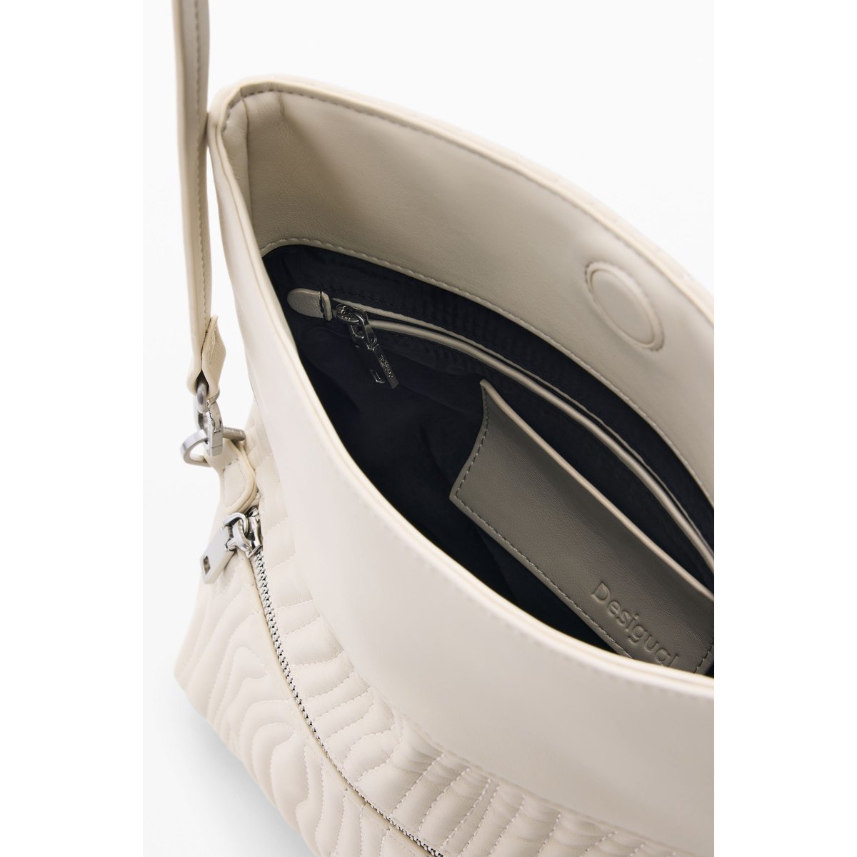 Sac moyen gravé beige, DESIGUAL