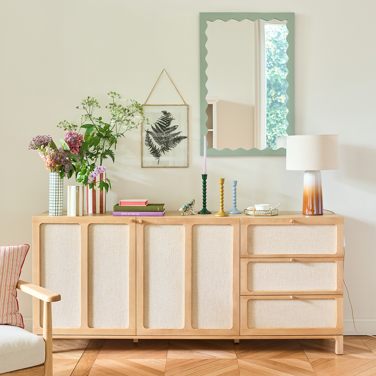 Buffet enfilade, frêne et lin, Esmara teinté chêne /lin, LA REDOUTE INTERIEURS