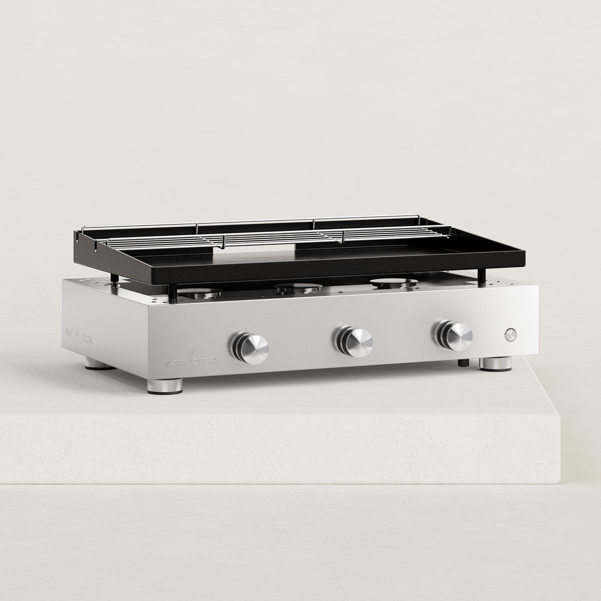 Plancha gaz émaillée 3 feux, SIMPLICITY couleur unique, VERYCOOK