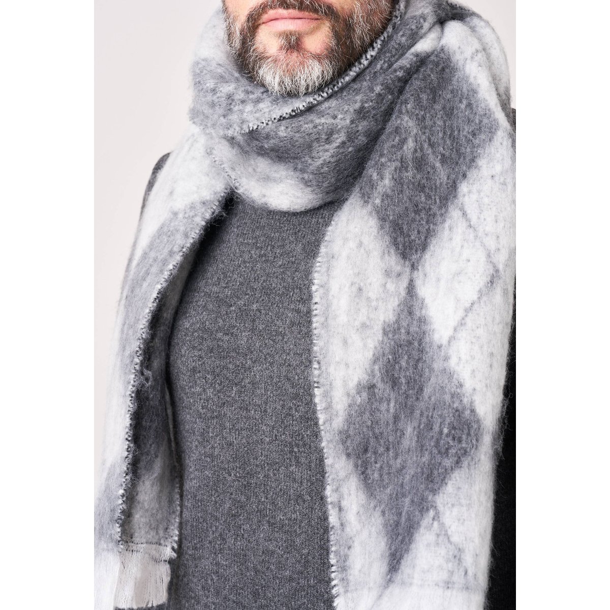 Écharpe homme à motifs losanges SORINO grey, DEELUXE