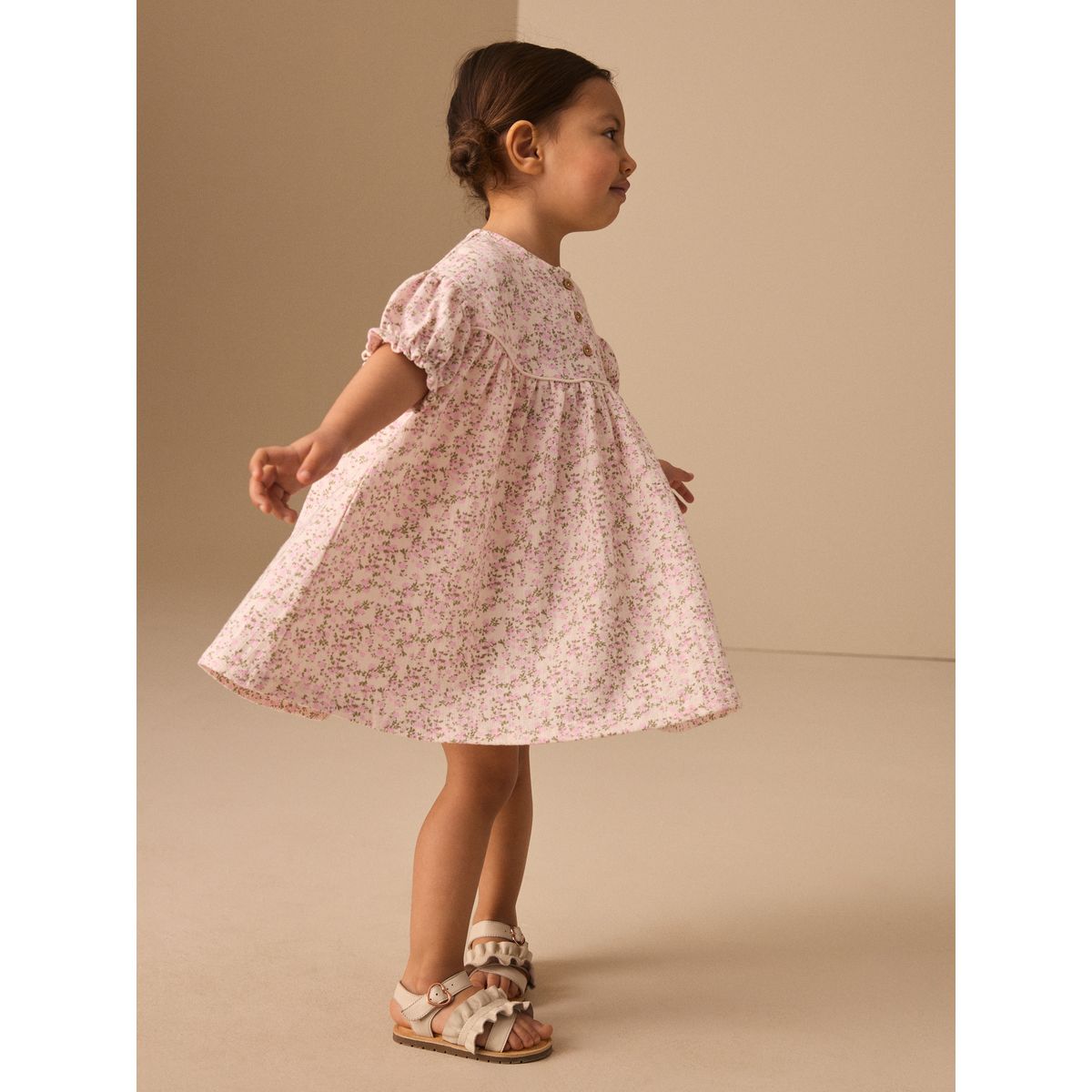 Robe en jersey à boutons rose motif fleurs, NEXT