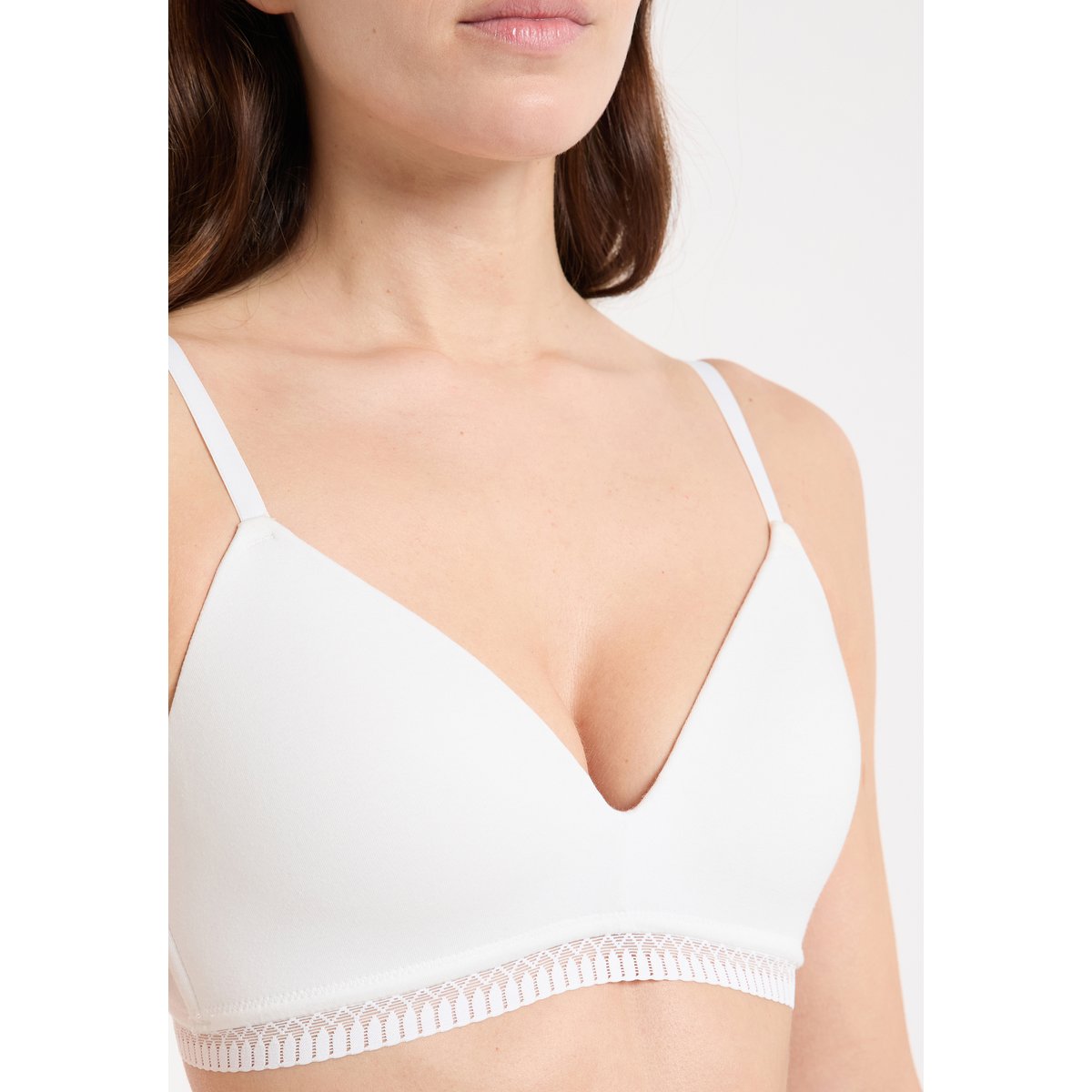 Soutien-gorge sans armatures coques fines en coton biologique HAPPILY blanc, ETAM