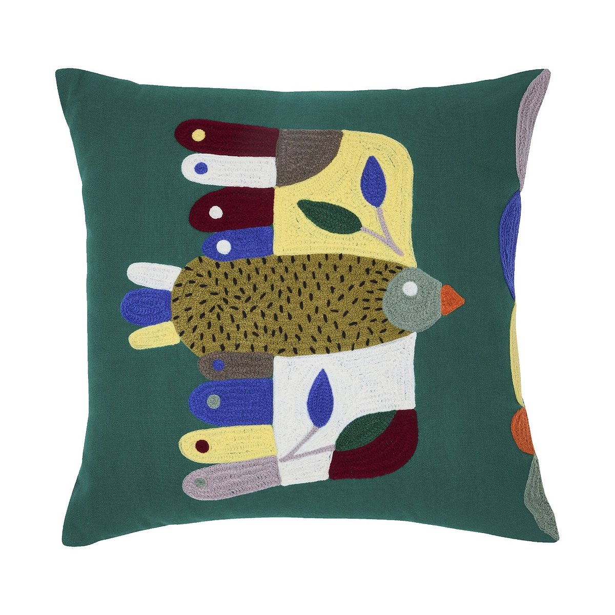 Coussin coton DIEGO vert, HABITAT