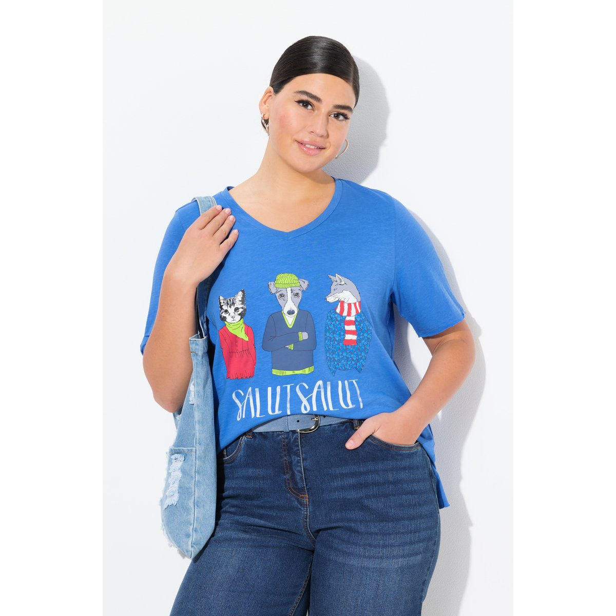 T-shirt, animaux bleu paon, ULLA POPKEN