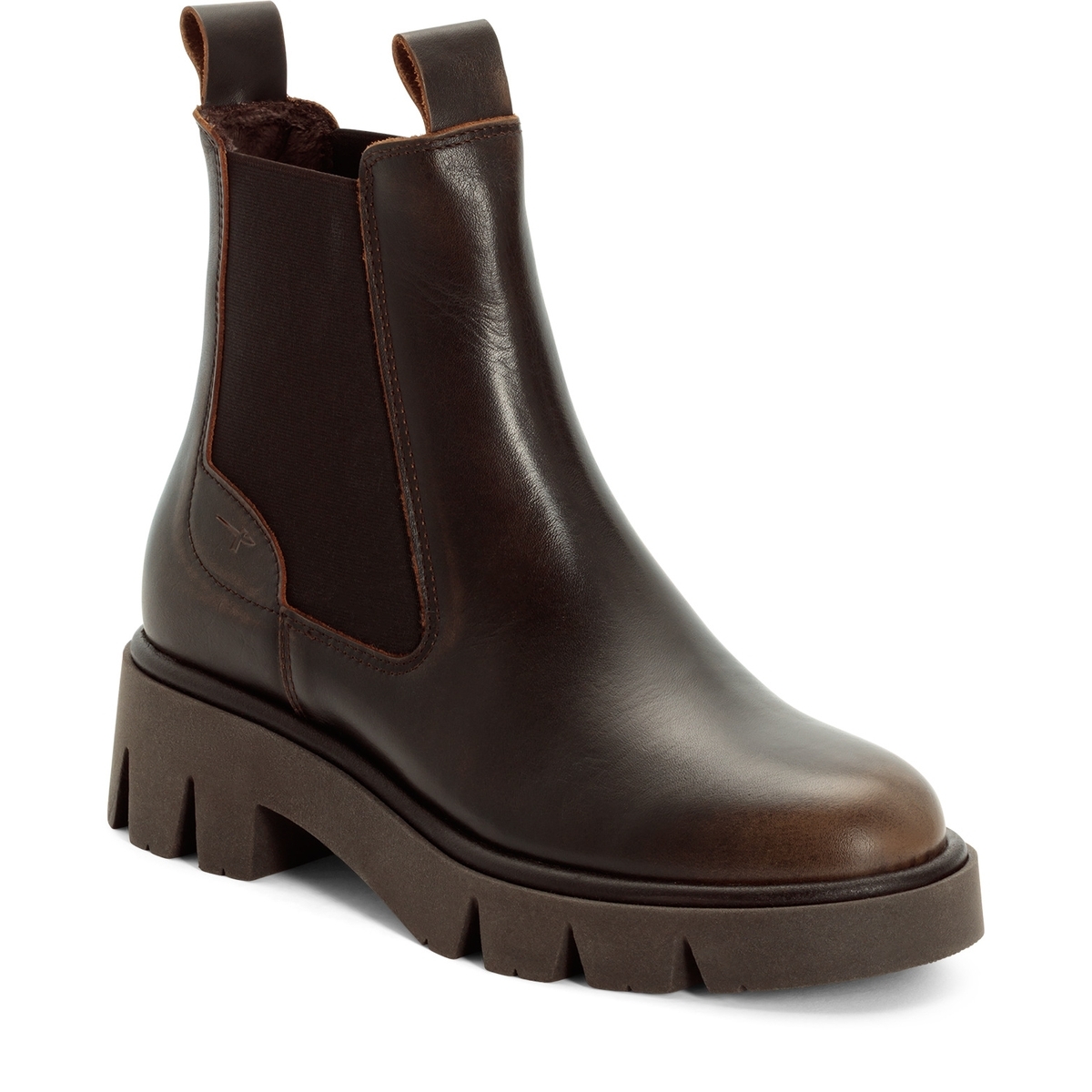 Bottine Chelsea en cuir marron boue, TAMARIS