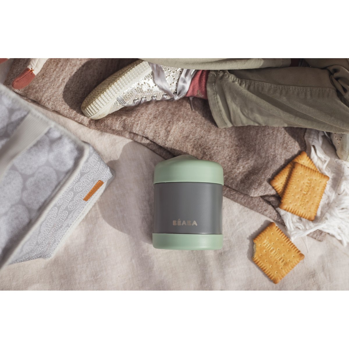 Thermos alimentaire gris, vert sauge, BEABA