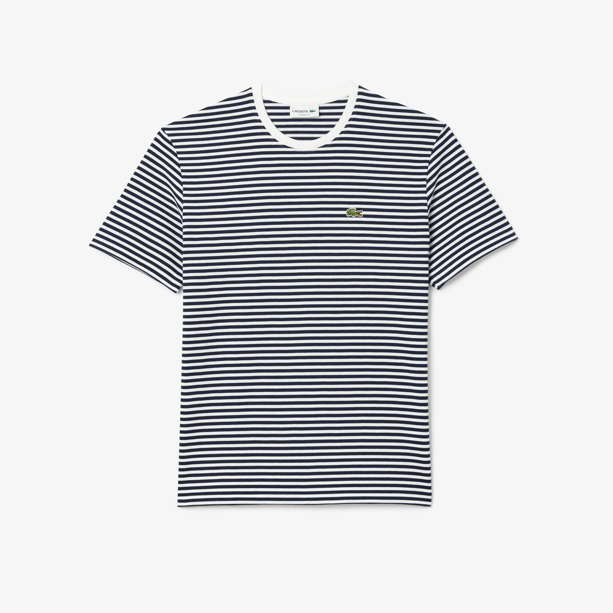 T-shirt coton épais rayé blanc-522, LACOSTE