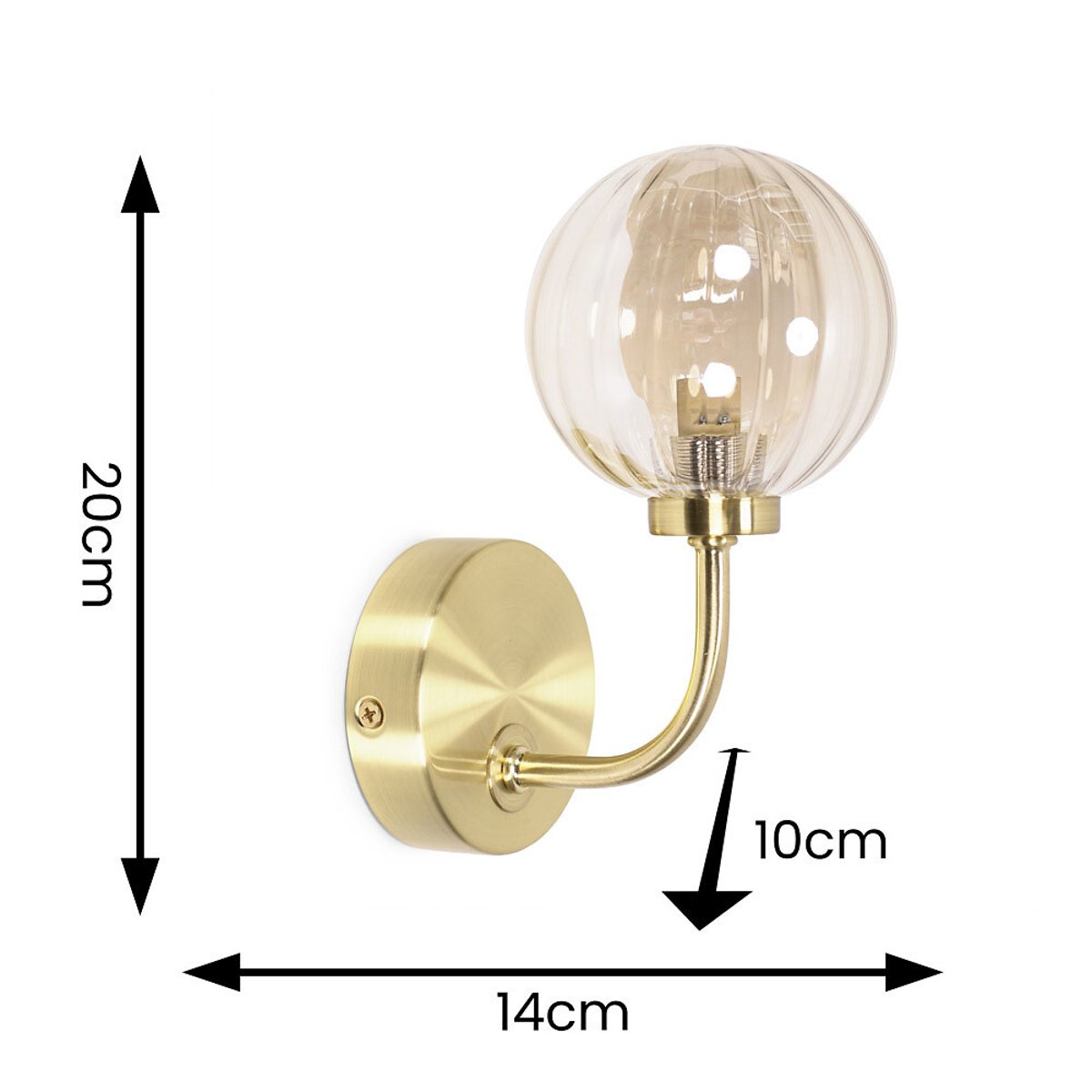 Chelsi Ribbed Glass Globe Wall Light gold-coloured, SO'HOME