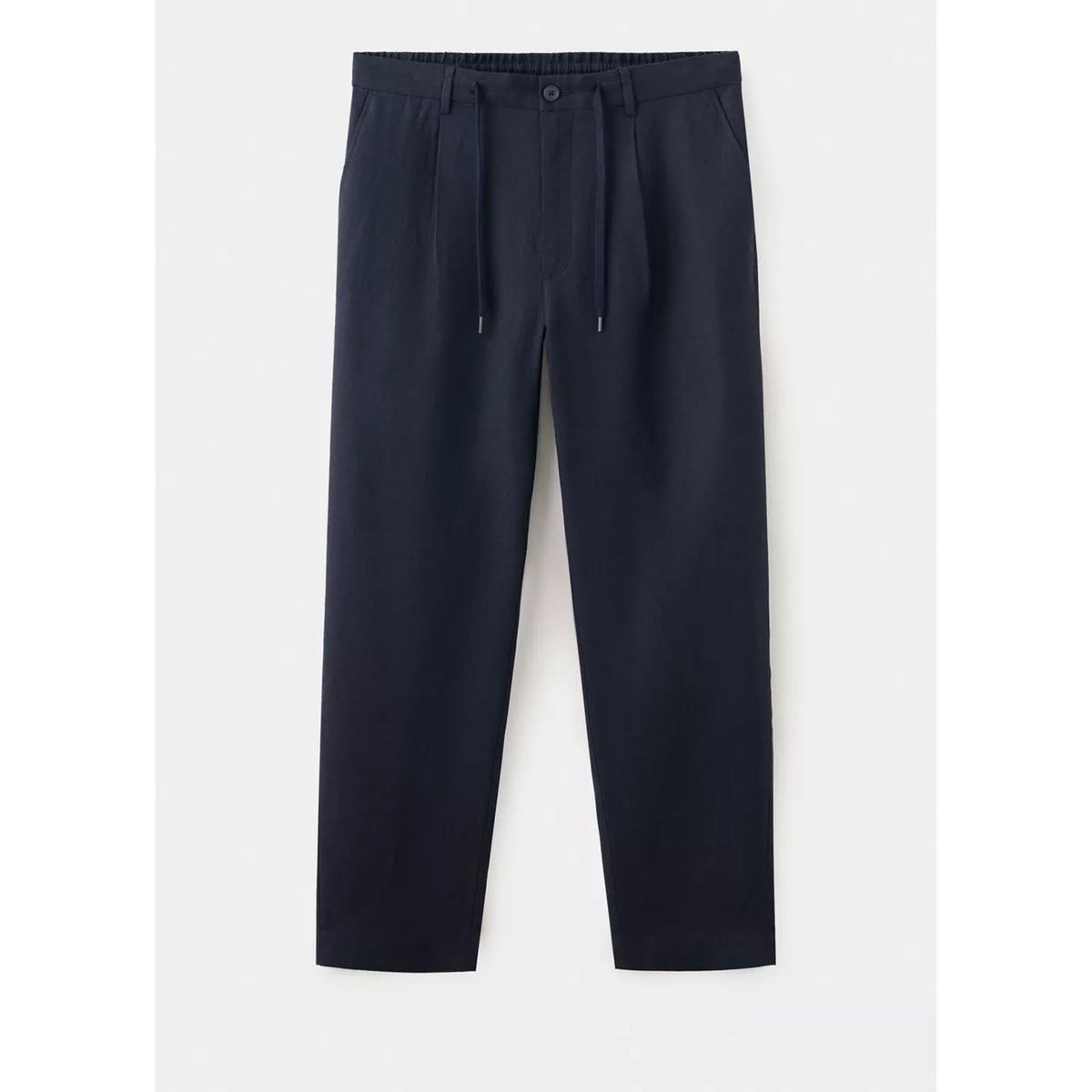 Pantalon 100 % lin relaxed fit à cordon bleu nuit, MANGO MAN