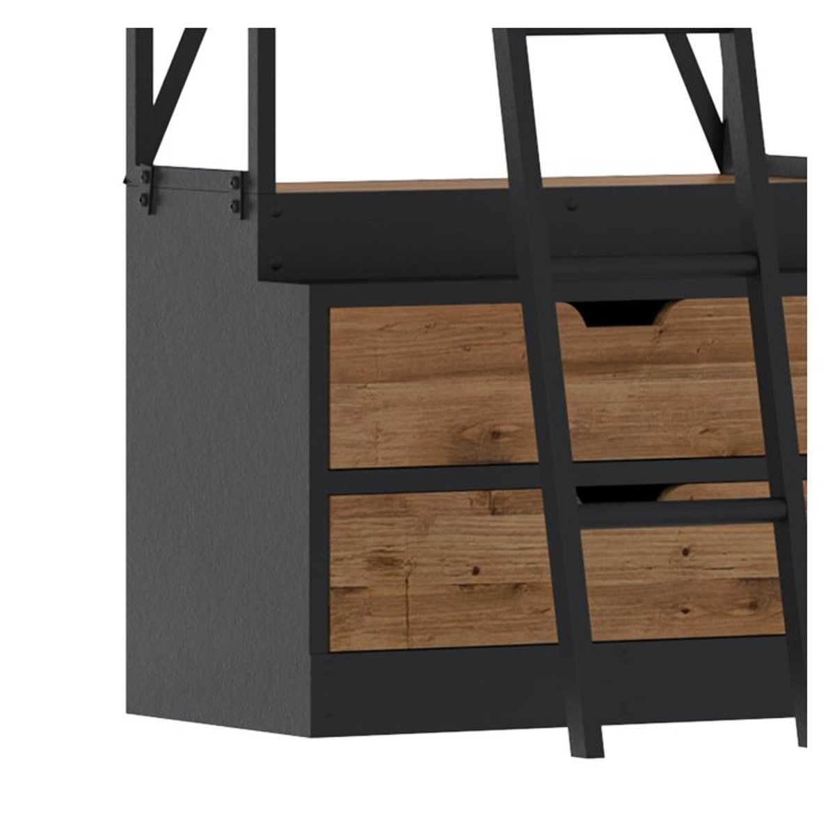 Petite bibliothèque 86 cm en bois et métal - KASI bois foncé et noir, MAISON PAVANE