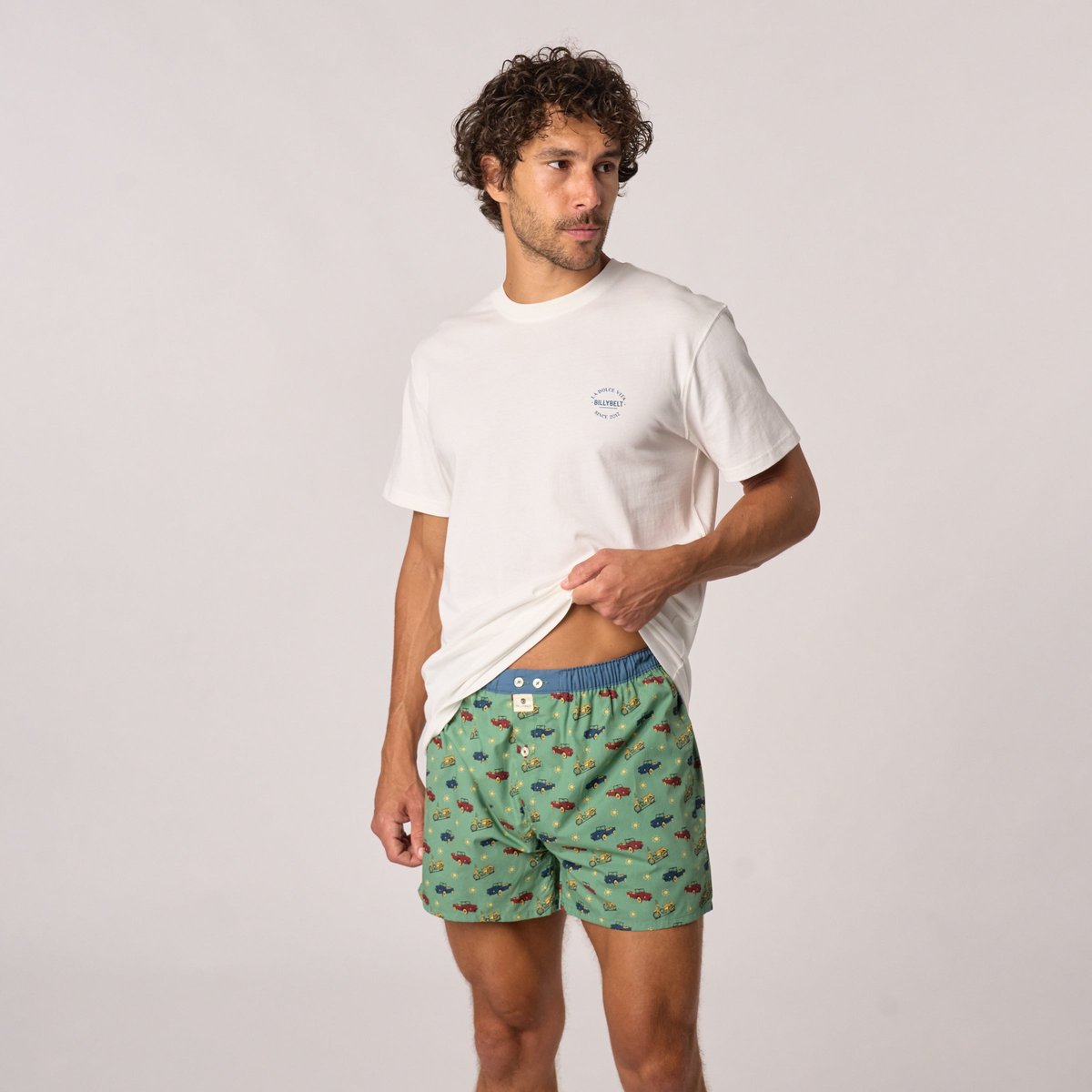 Caleçon en coton biologique FANTAISIE vert, BILLYBELT