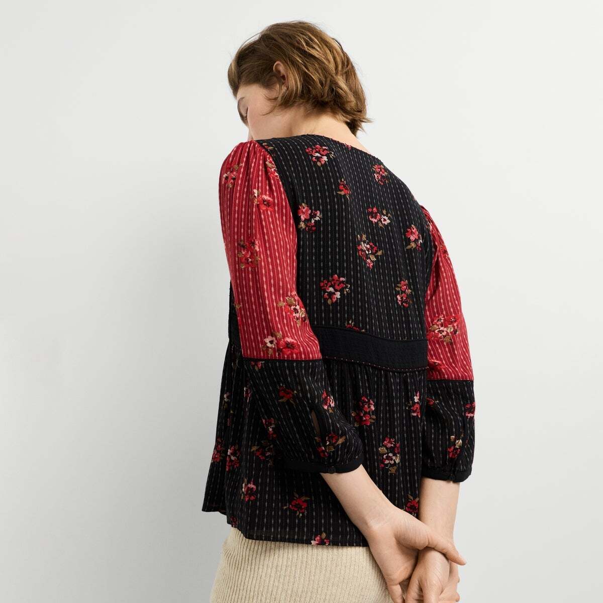 Blouse Fluide Color Block noir, PEPE JEANS