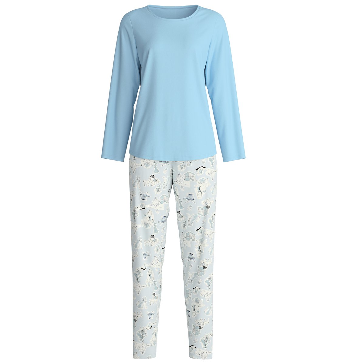Pyjama manches longues Coton SWISS RESORT bleu cascade, CALIDA