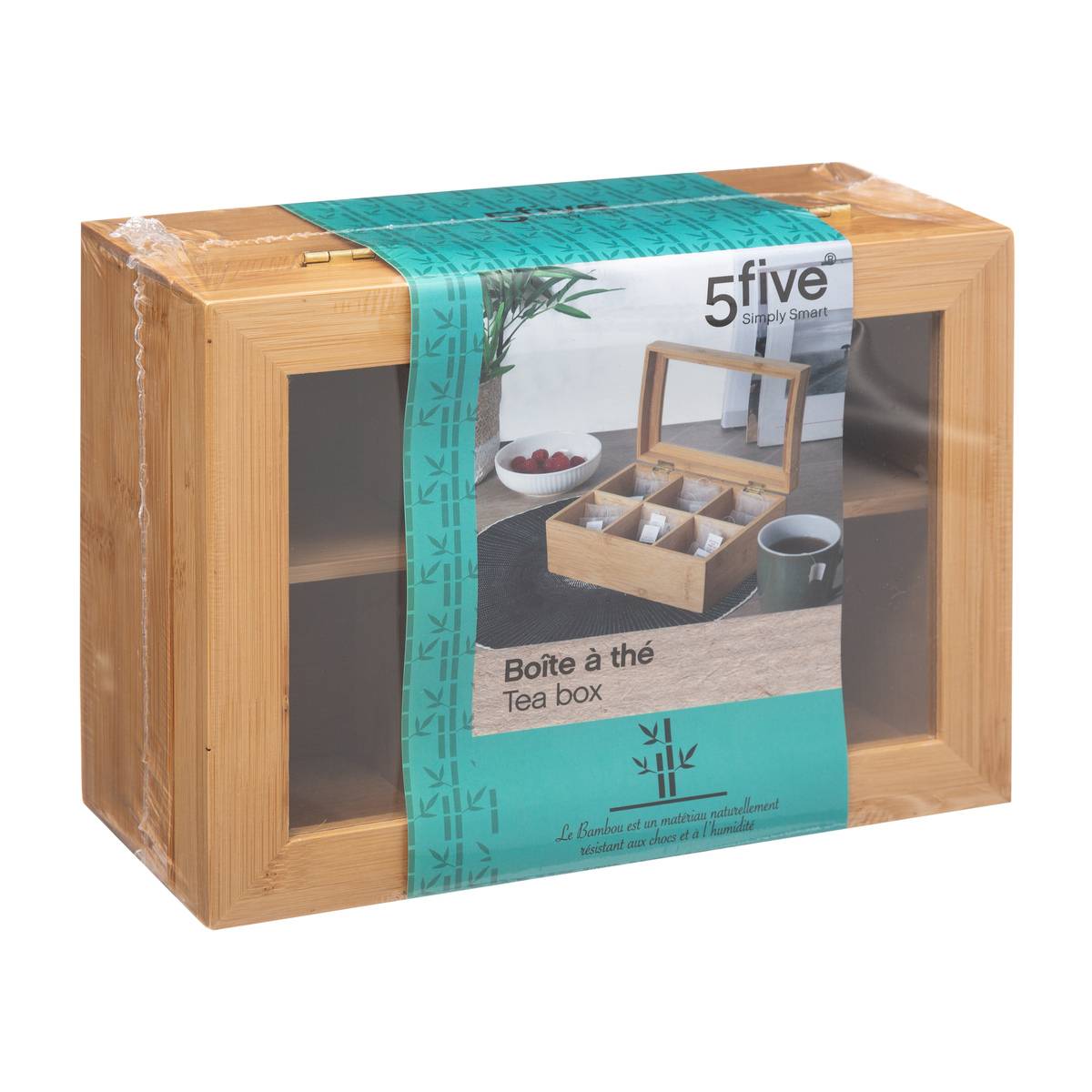 Boîte à thé 6 compartiments BAMBOU beige, 5FIVE SIMPLY SMART