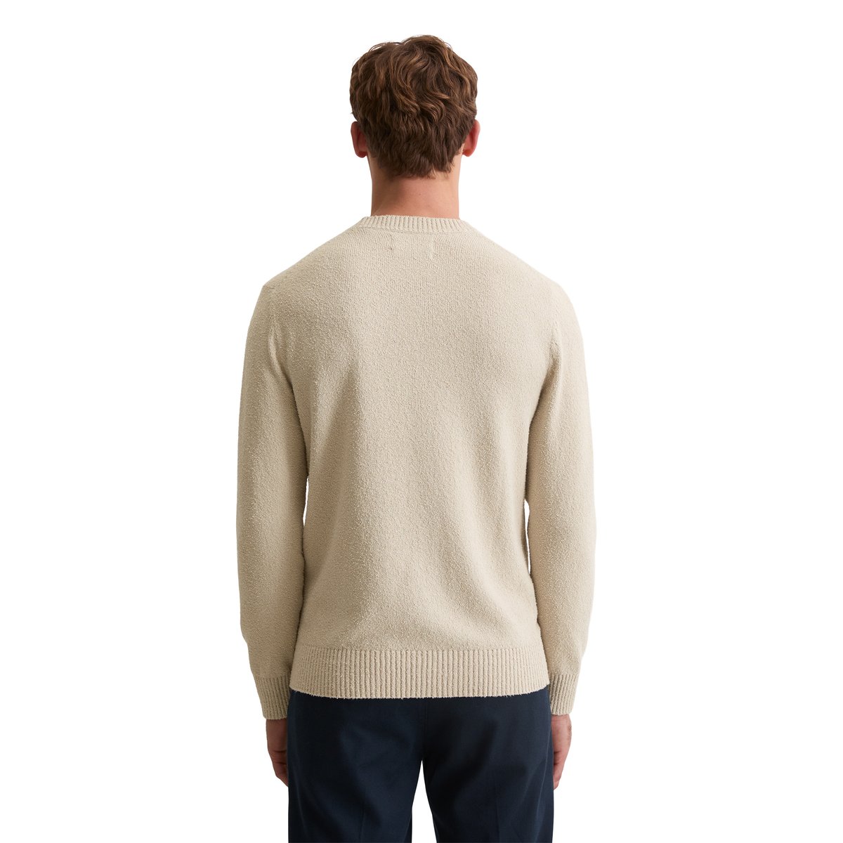Pull bouclette regular en coton bio mélangé beige, MARC O'POLO