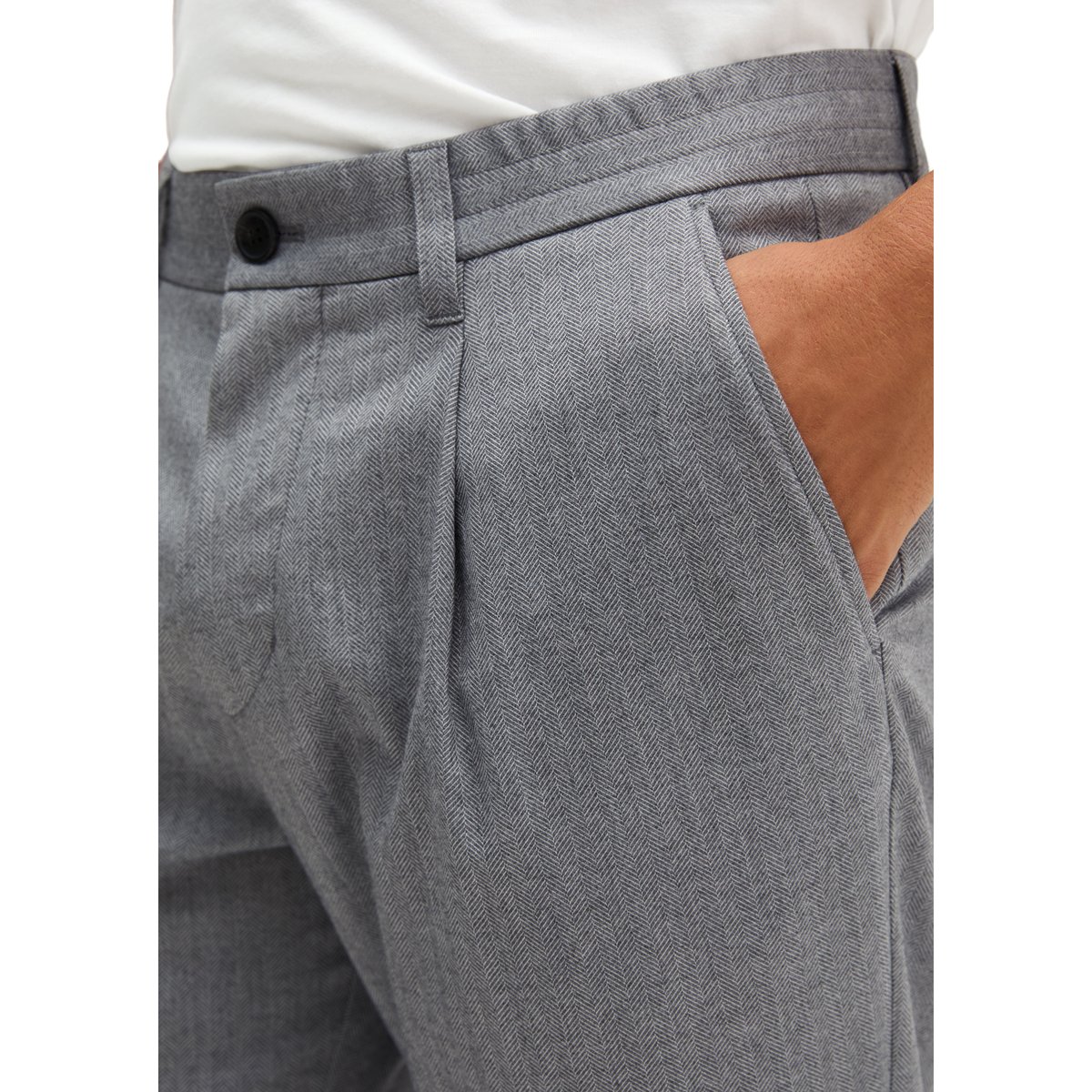 Pantalon chino modèle Morot, coupe jogger fuselée en mélange élastique de coton bio et de viscose gris, MARC O'POLO