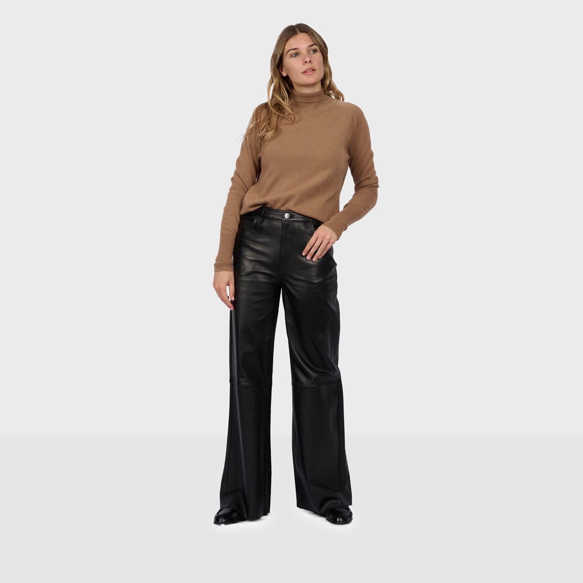 Pantalon large en cuir DELPH noir, OAKWOOD