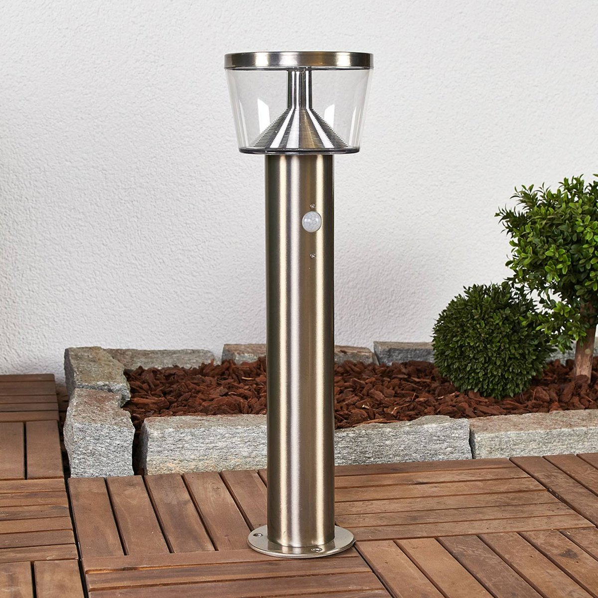 Lampe solaire en inox moderneLED, Antje acier inoxydable, transparent, LINDBY