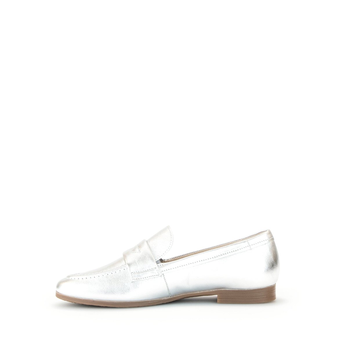 Mocassins en cuir à talon décroché argenté, GABOR