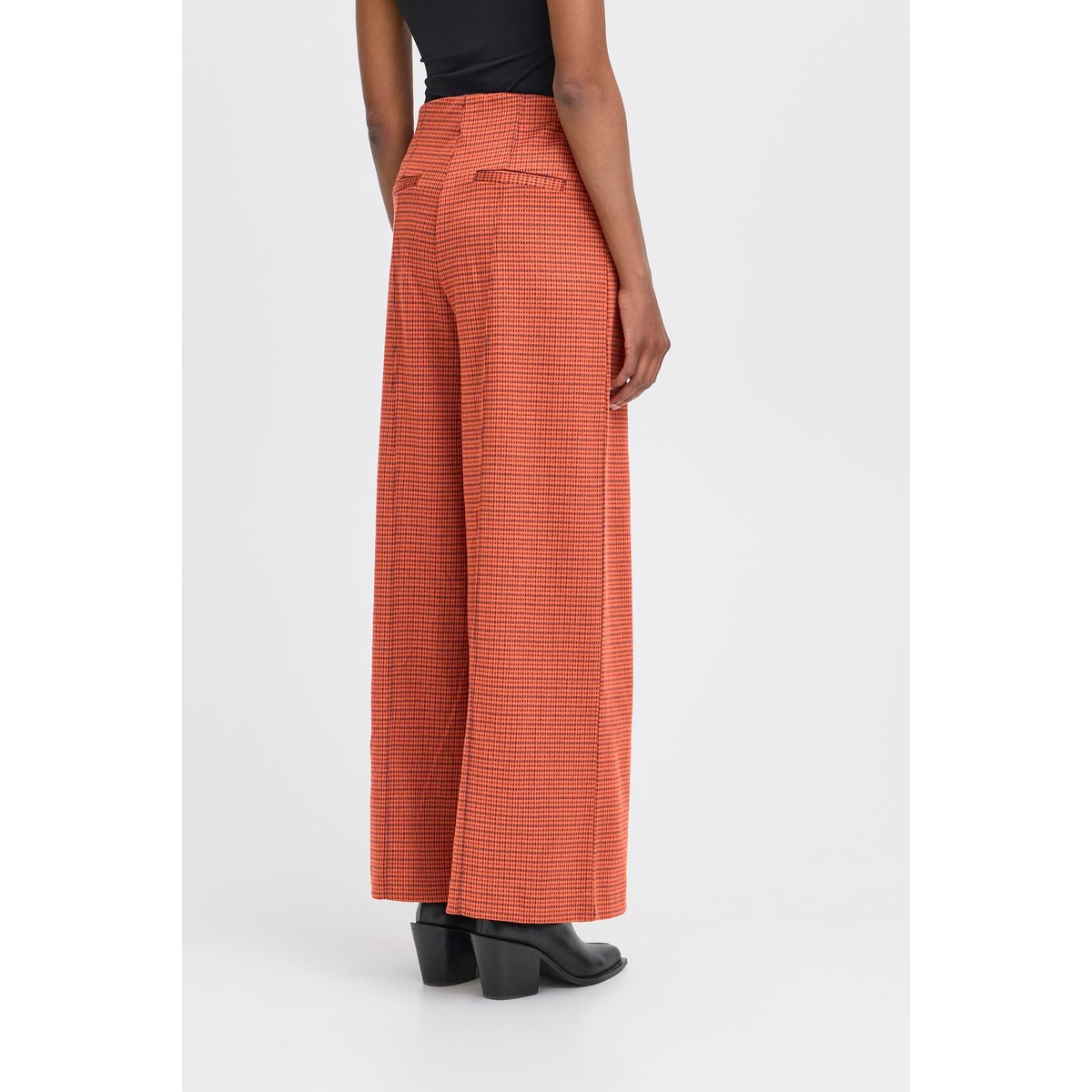 Pantalon à jambes larges, taille haute orange rooibos tea, ICHI