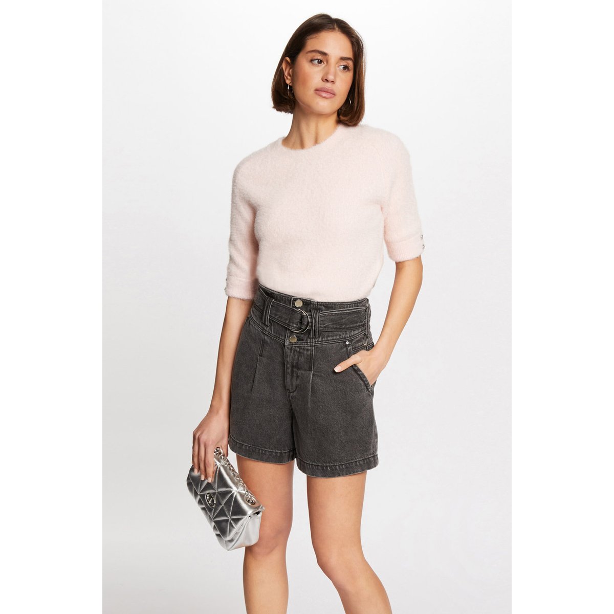 Pull manches courtes rose, MORGAN