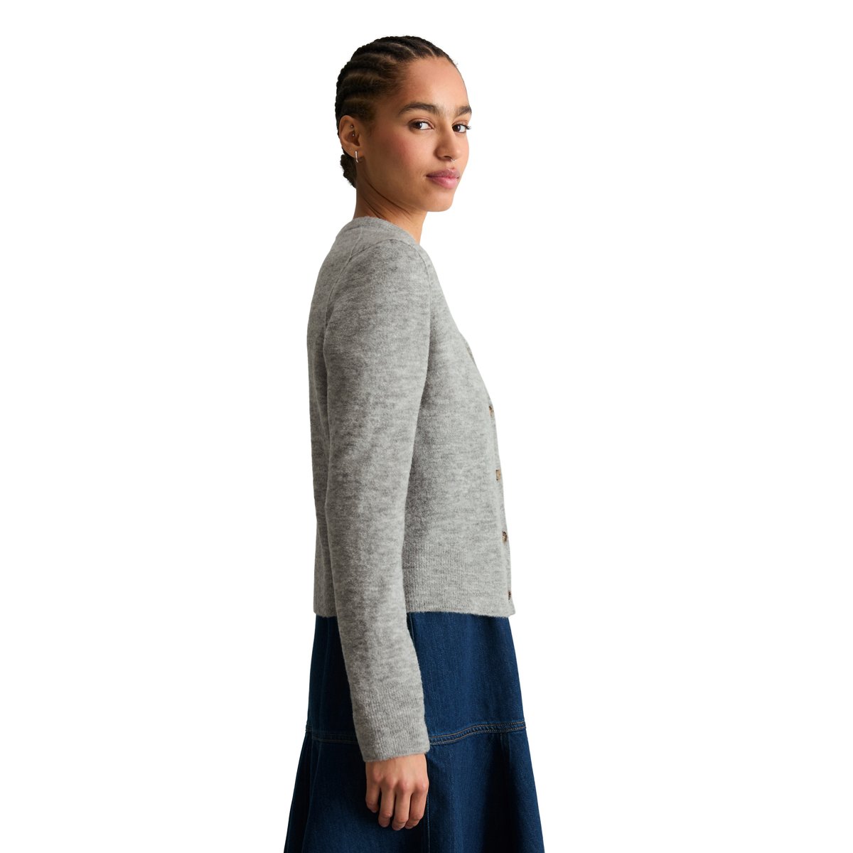 Cardigan coupe classique en fil bouclé gris, MARC O’POLO DENIM