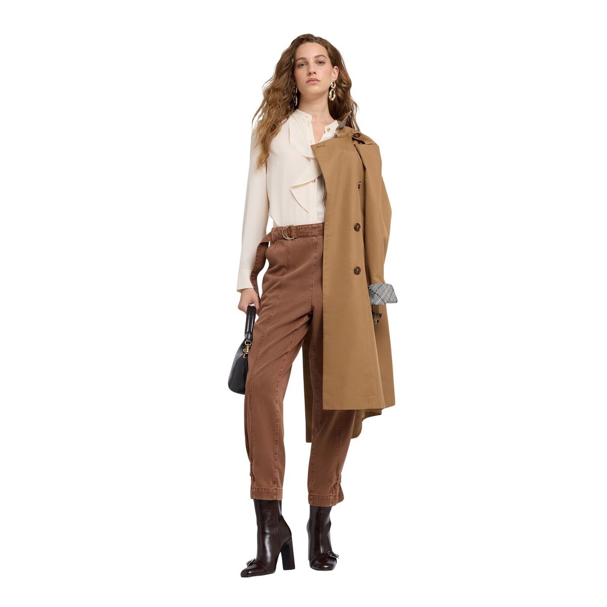 Pantalon carrot washed marron, MOTIVI