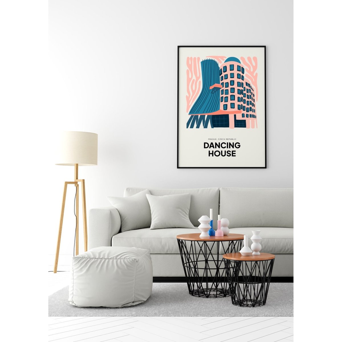 Affiche Prague Dancing house blanc, L'AFFICHERIE
