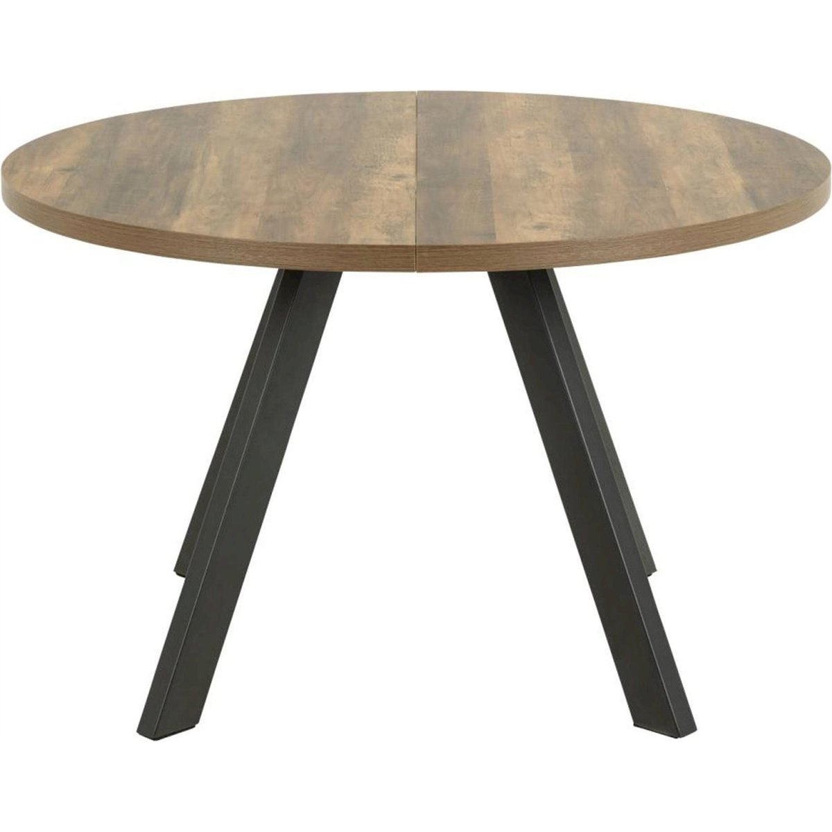 Table à manger ronde extensible AGADIS chêne structuré et noir mat, RECOLLECTION