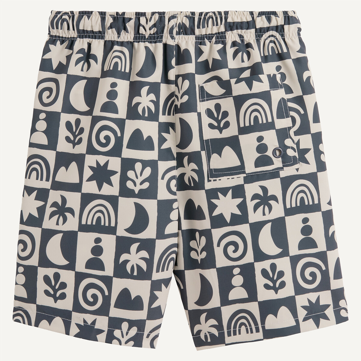Short de bain, imprimé carreaux et motifs graphiques carreaux gris, LA REDOUTE COLLECTIONS