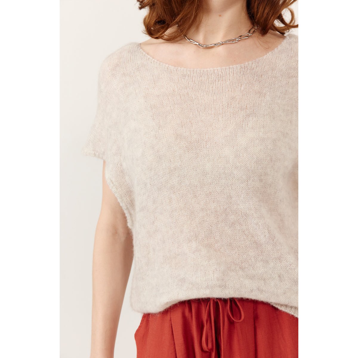 Pull manches courtes encolure bateau Azenia gray, ARTLOVE