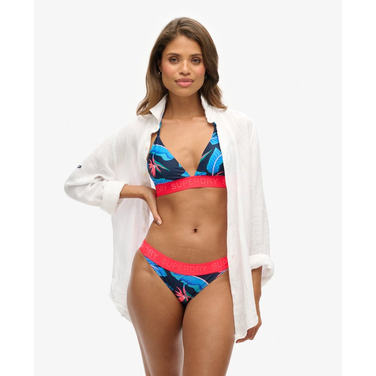 Bas de bikini classique à logo bleu marine paradis, SUPERDRY