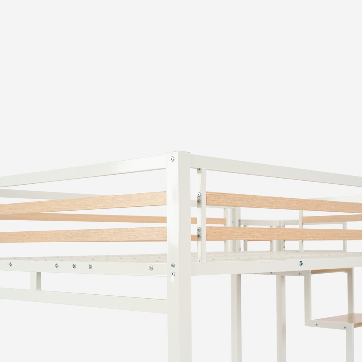 Lit mezzanine Lits superposes en métal sans matelas, UP blanc, MEUBLES COSY