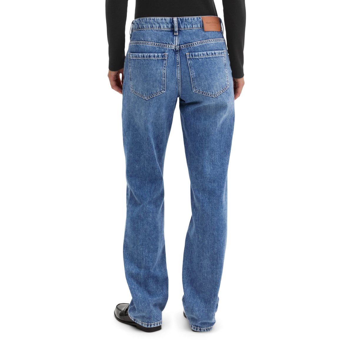 Jeans modèle Elin, coupe droite en denim rigide sans élasthanne bleu, MARC O'POLO