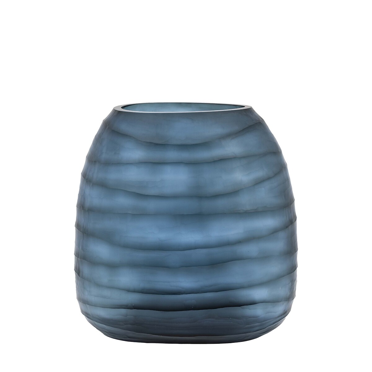 35cm Handblown Carved Glass Vase blue, ÉDITÉ