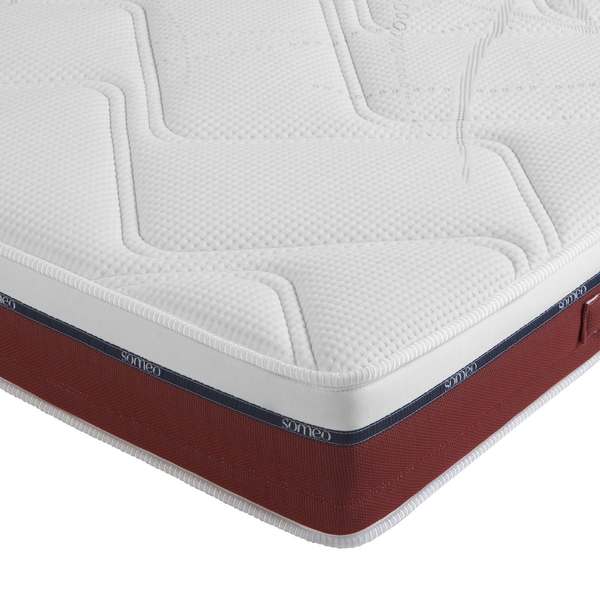 Ensemble matelas 100% latex, sommier, pieds et tête de lit Crépuscule 600 blanc, SOMEO