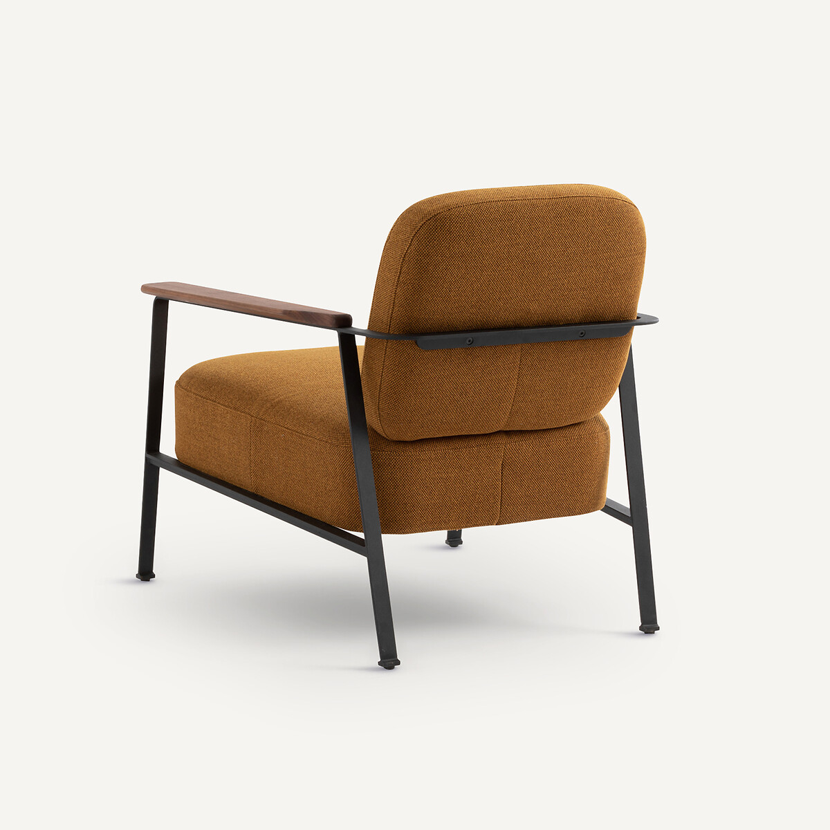 Fauteuil métal acier et tissu natté chiné, Abraxas miel ambré, AM.PM