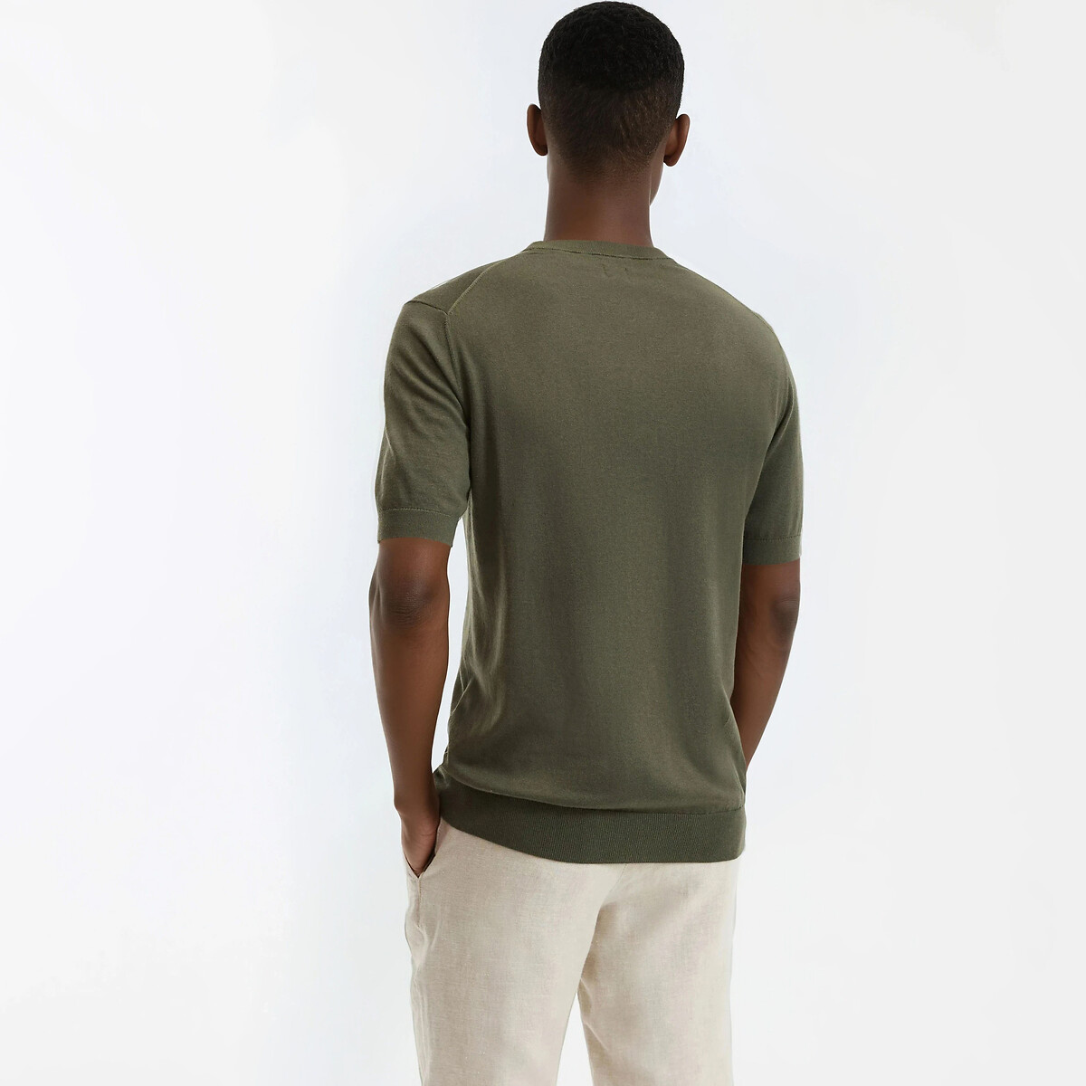 T-Shirt aus Strick mit Rundhalsausschnitt khaki, LA REDOUTE COLLECTIONS