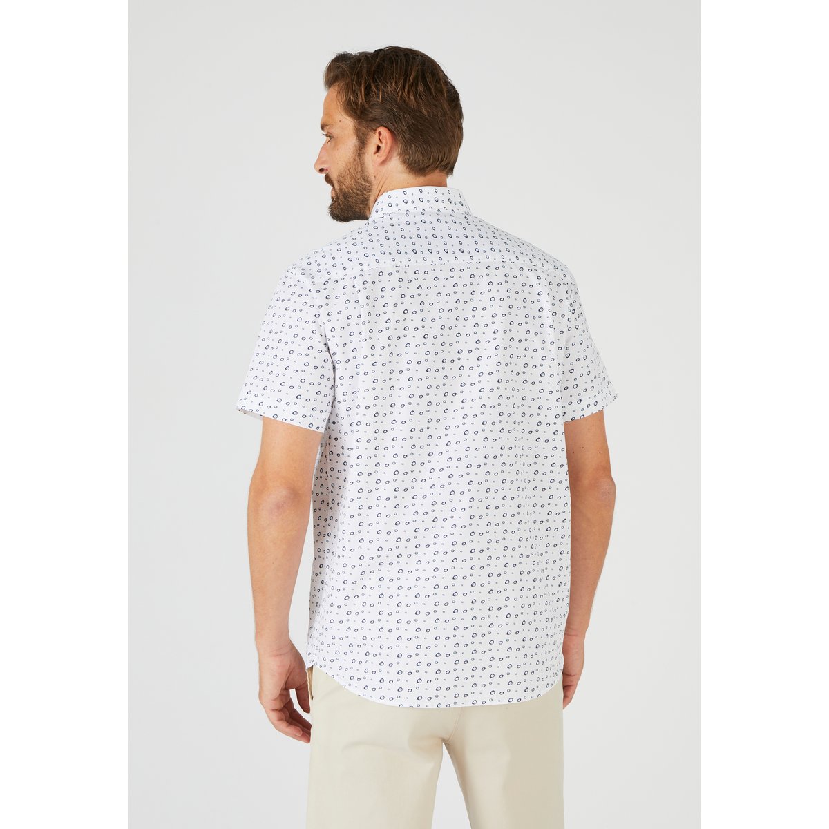 Chemise imprimée en pur coton, manches courtes blanc graphique, DAMART