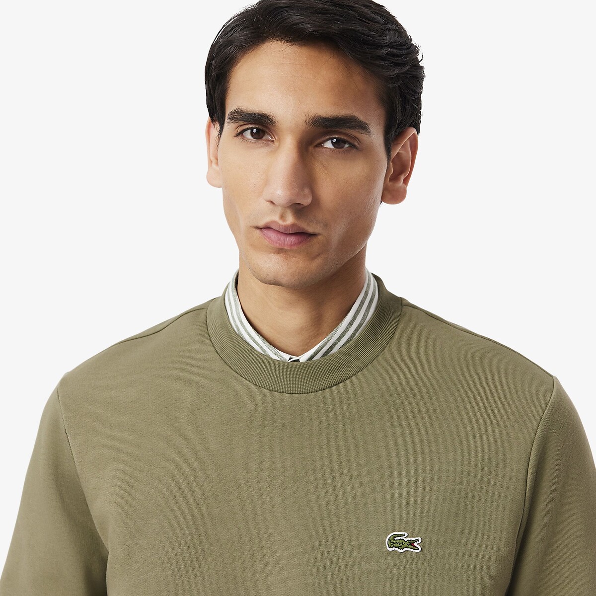 Sweat col rond kaki, LACOSTE