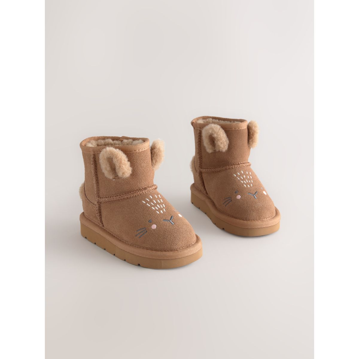 Bottes à enfiler en daim déperlant lapin brun fauve, NEXT