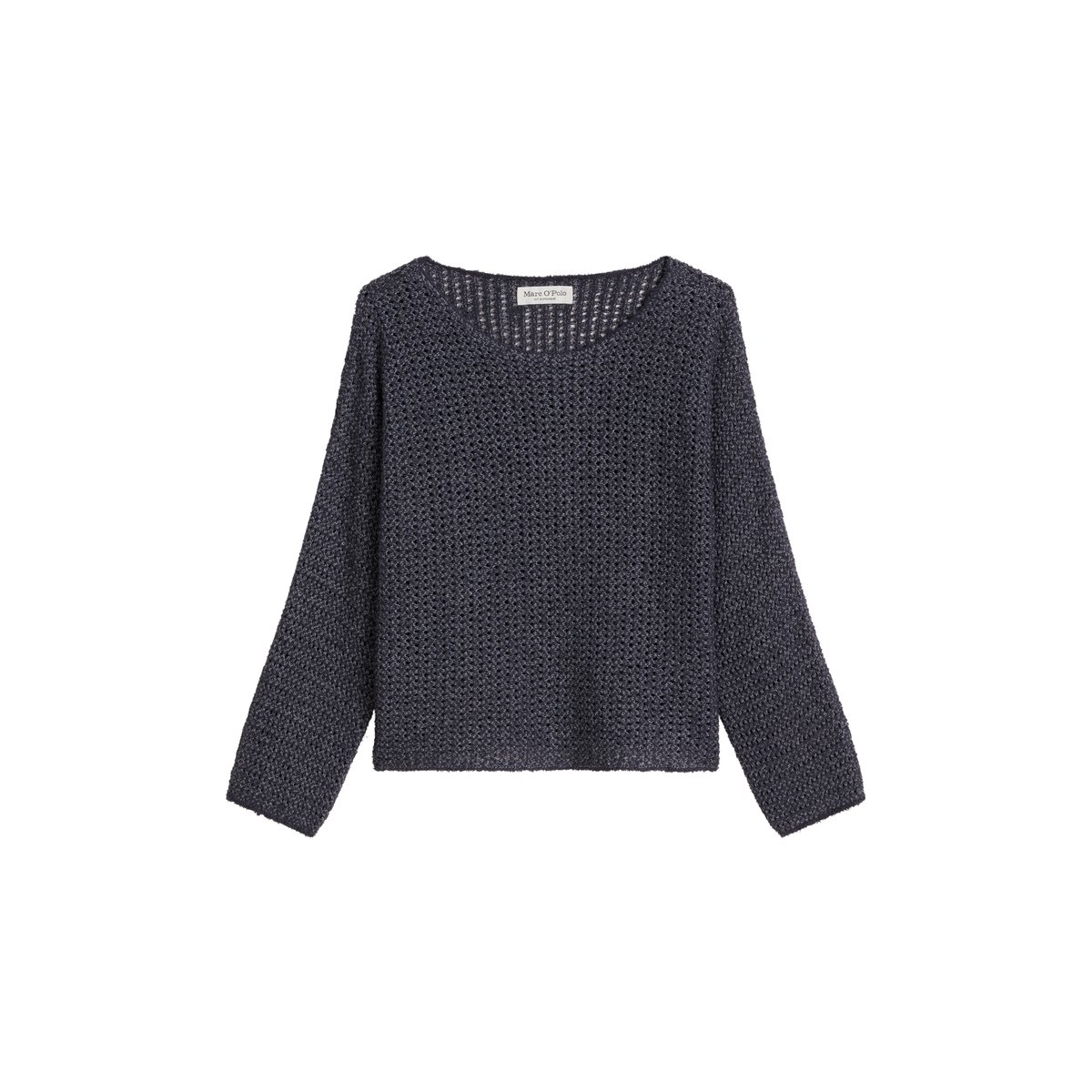 Pull ajouré loose en mélange de coton bio bleu foncé, MARC O'POLO