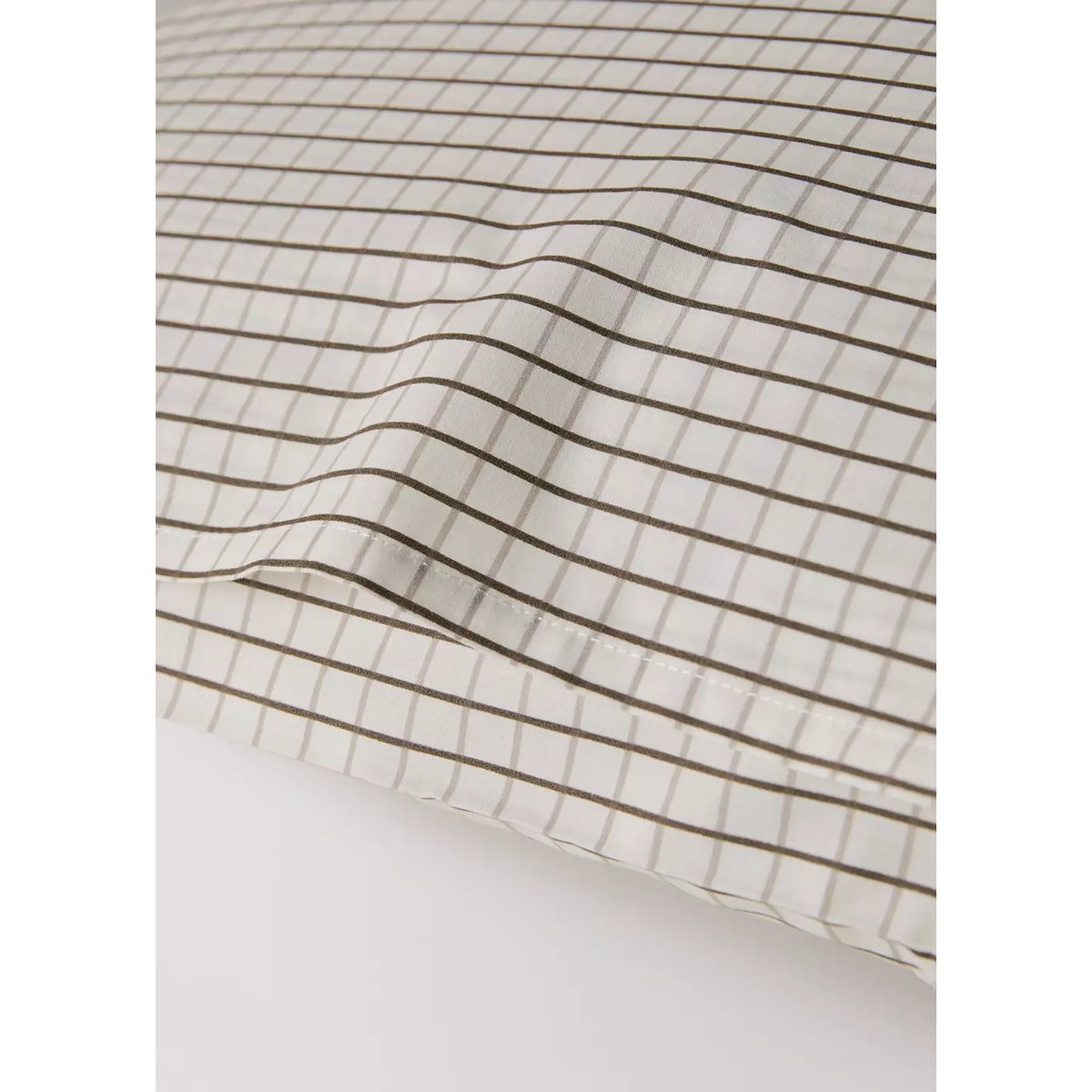 Deux taies d'oreiller percale de coton mini carreaux réversibles 60x60 cm café, MANGO HOME
