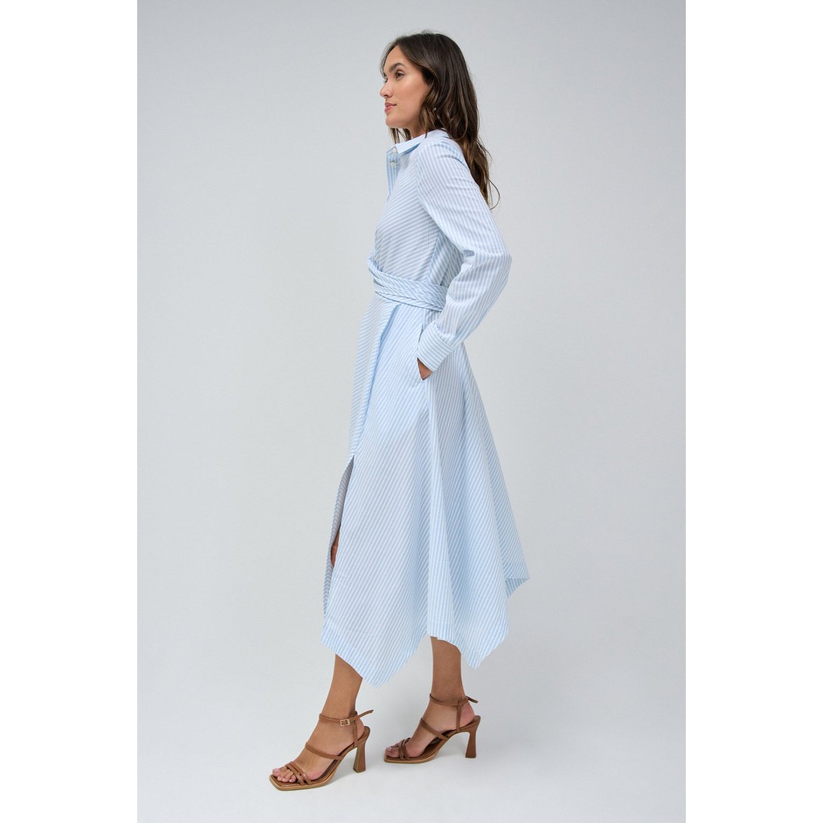 ROBE MIDI ASYMÉTRIQUE À RAYURES bleu marine, SALSA JEANS