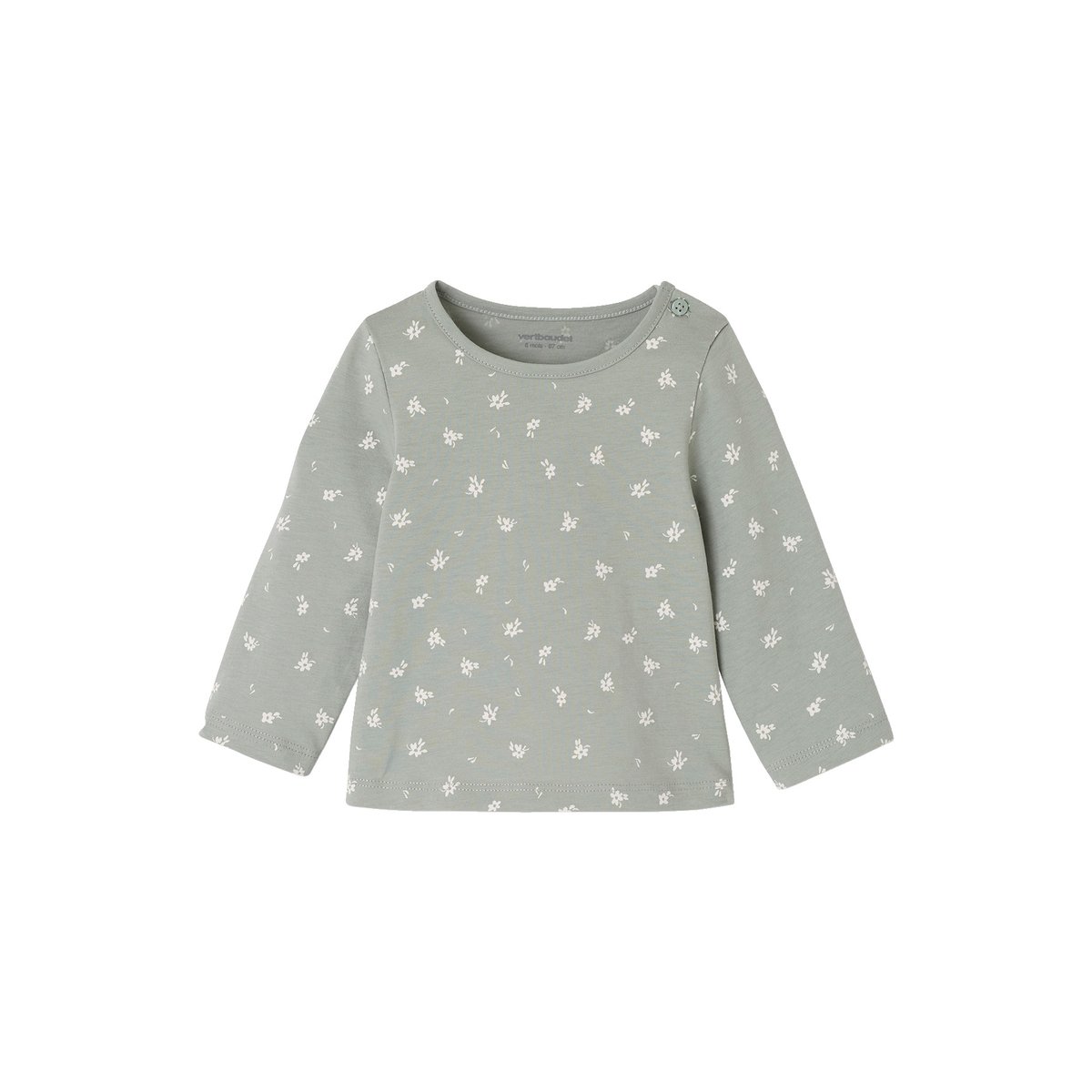 Lot de 2 T-shirts Basics manches longues vert sauge, VERTBAUDET