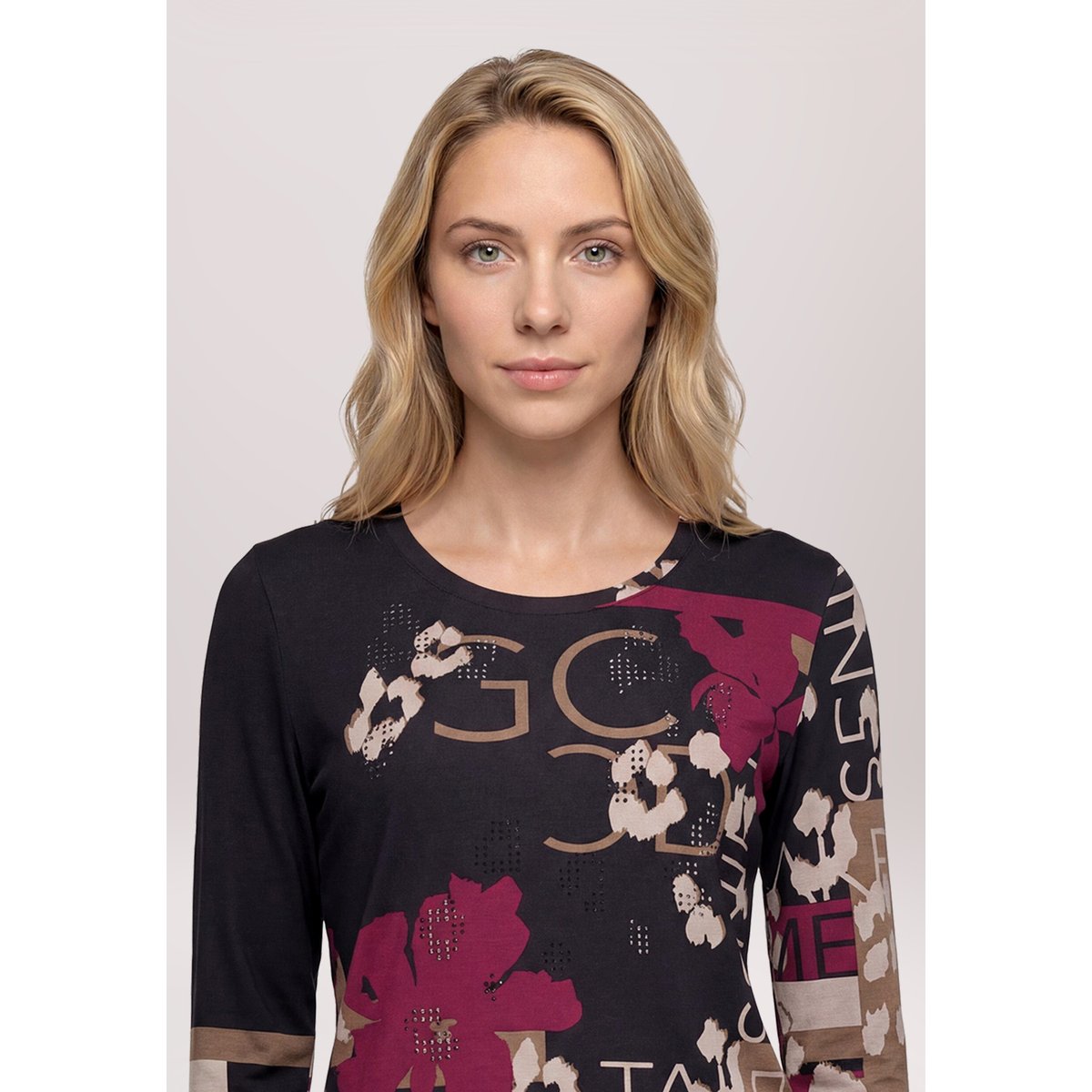 T-shirt basique à encolure ronde black/dark red, BETTY BARCLAY