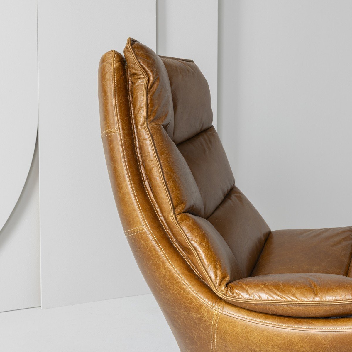Fauteuil en cuir pivotant L86 cm - ACHILLE marron, CALICOSY