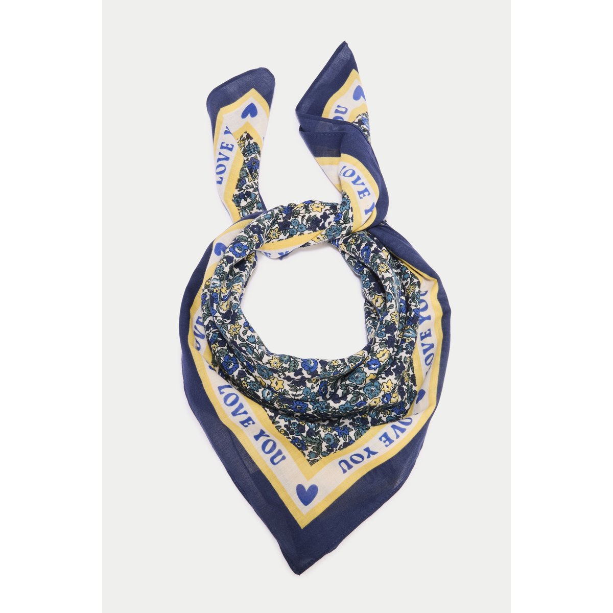 Foulard satiné soyeux bleu, CACHE CACHE